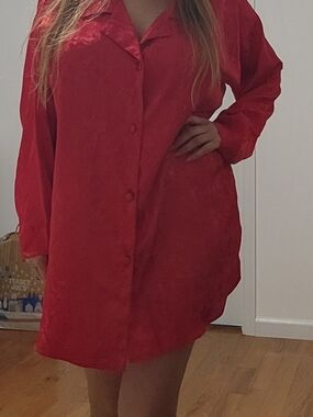 Victoria's Secret Hot Pink Satin Nightshirt